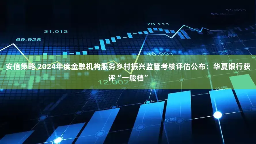 安信策略 2024年度金融机构服务乡村振兴监管考核评估公布：华夏银行获评“一般档”