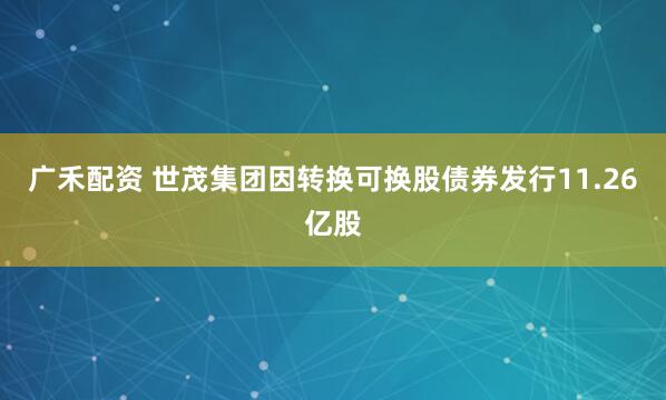 广禾配资 世茂集团因转换可换股债券发行11.26亿股